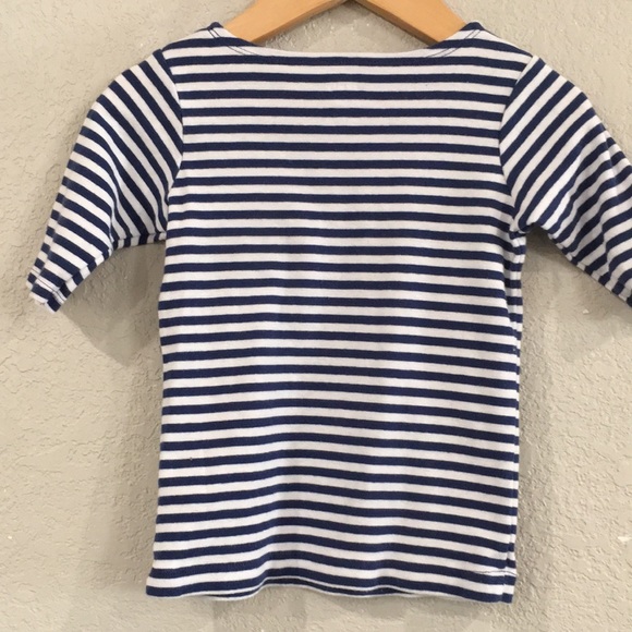 Carter’s‎ Girls Sz 4T Shirt Blue Stripe 3/4 Sleeve 100% Cotton Preppy Nautical - Picture 3 of 8